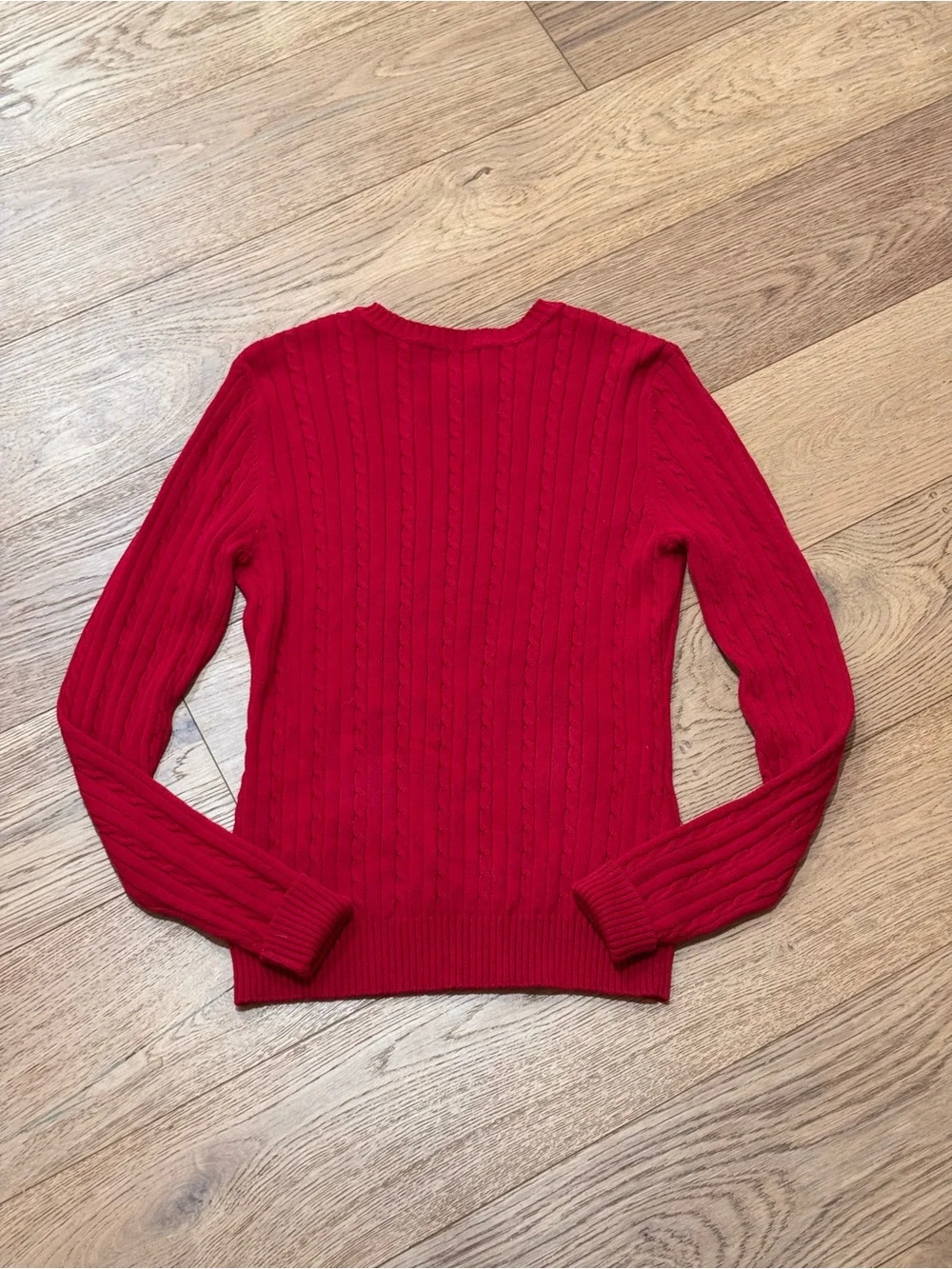 Y2K Preppy Izod red cable knit 100% cotton sweater S